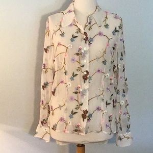 Etcetera Embroidered Silk Blouse, sz 8